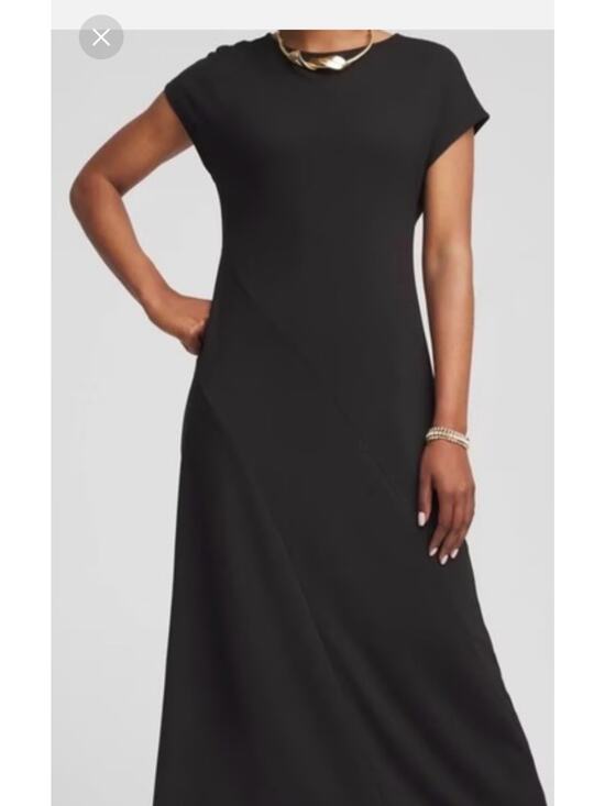 Chico's Dresses & Skirts - European Summer Chico's Black Capped Sleeve Long Maxi T-Shirt Dress Size 3